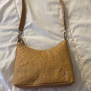 Etienne Aigner Tan Ostrich-Texture Shoulder Bag